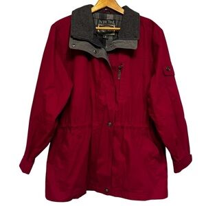 VTG Pacific Trail Red Parka Coat Fleece Lined Size Medium Gorpcore Outdoor